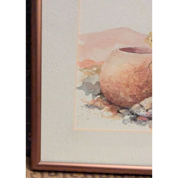 Watercolor Painting Signed By Faulkner With Copper Frame 10.5" X 8" - Picture 10 of 11